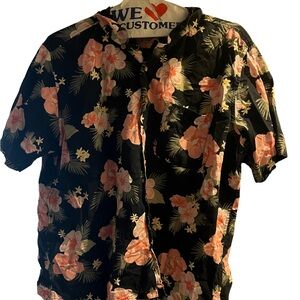 Place Men's Black Shirt with Pink Floral Pattern